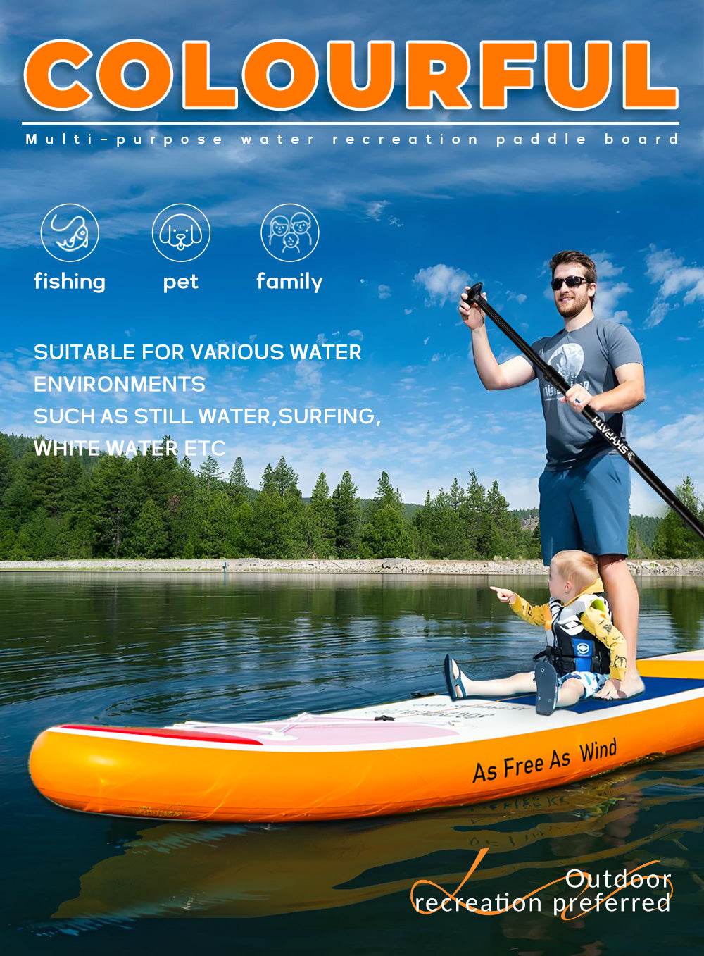 Inflatable Stand Up Paddle Board, 10'6''*32.5'' 6'' Ultra-Light SUP Board, Wide Stable Family Board, Classic Orange Color with Full Set of SUP Board Accessories