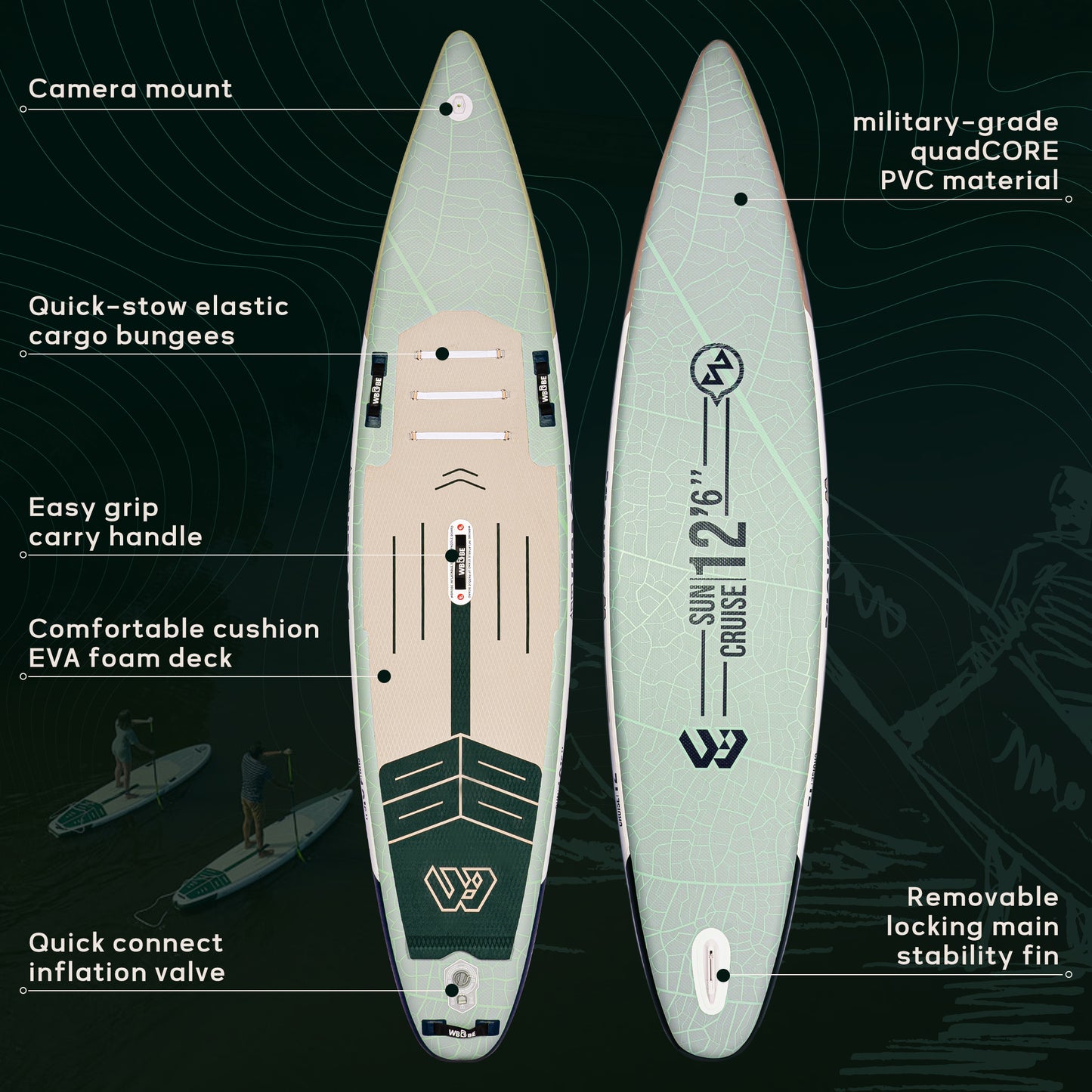 Inflatable Paddle Board,Stand Up Paddle Boards, 12'6''*33'' 6'' Extra Wide SUP Board, with Full Set of SUP Board Accessories for Youth & Adult