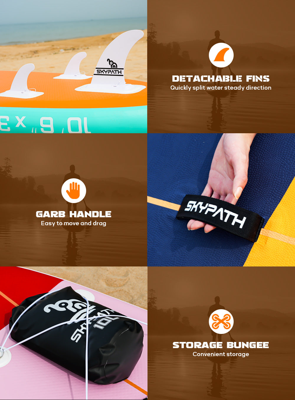 Inflatable Stand Up Paddle Board, 10'6''*32.5'' 6'' Ultra-Light SUP Board, Wide Stable Family Board, Classic Orange Color with Full Set of SUP Board Accessories