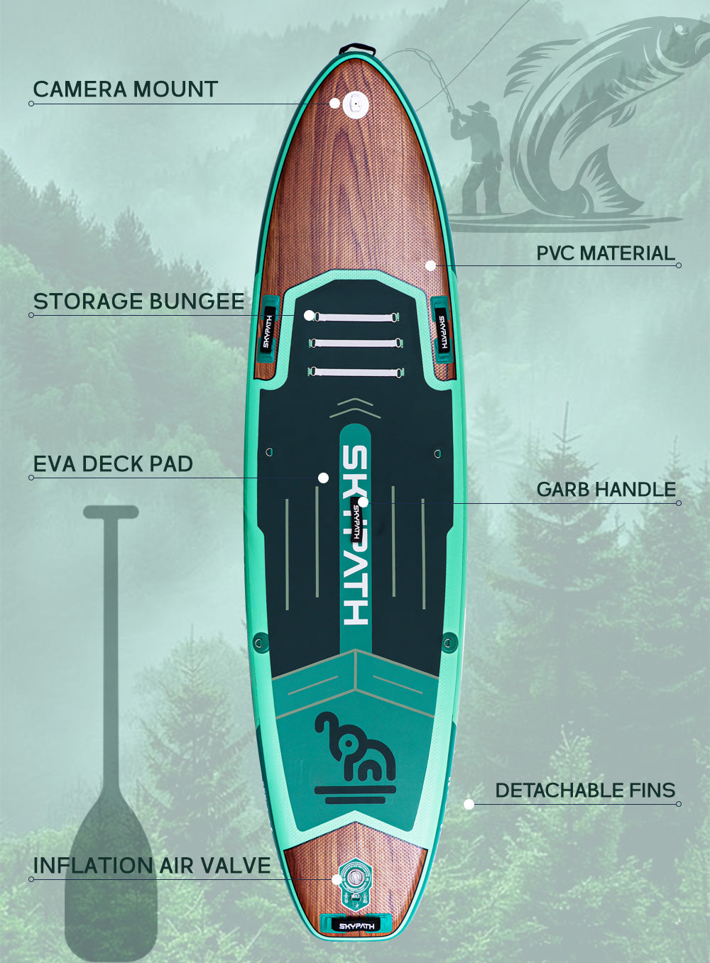 Inflatable Stand Up Paddle Board, Ultra-Light SUP Board, Wide Stable Family Board with Full Set of SUP Board Accessories
