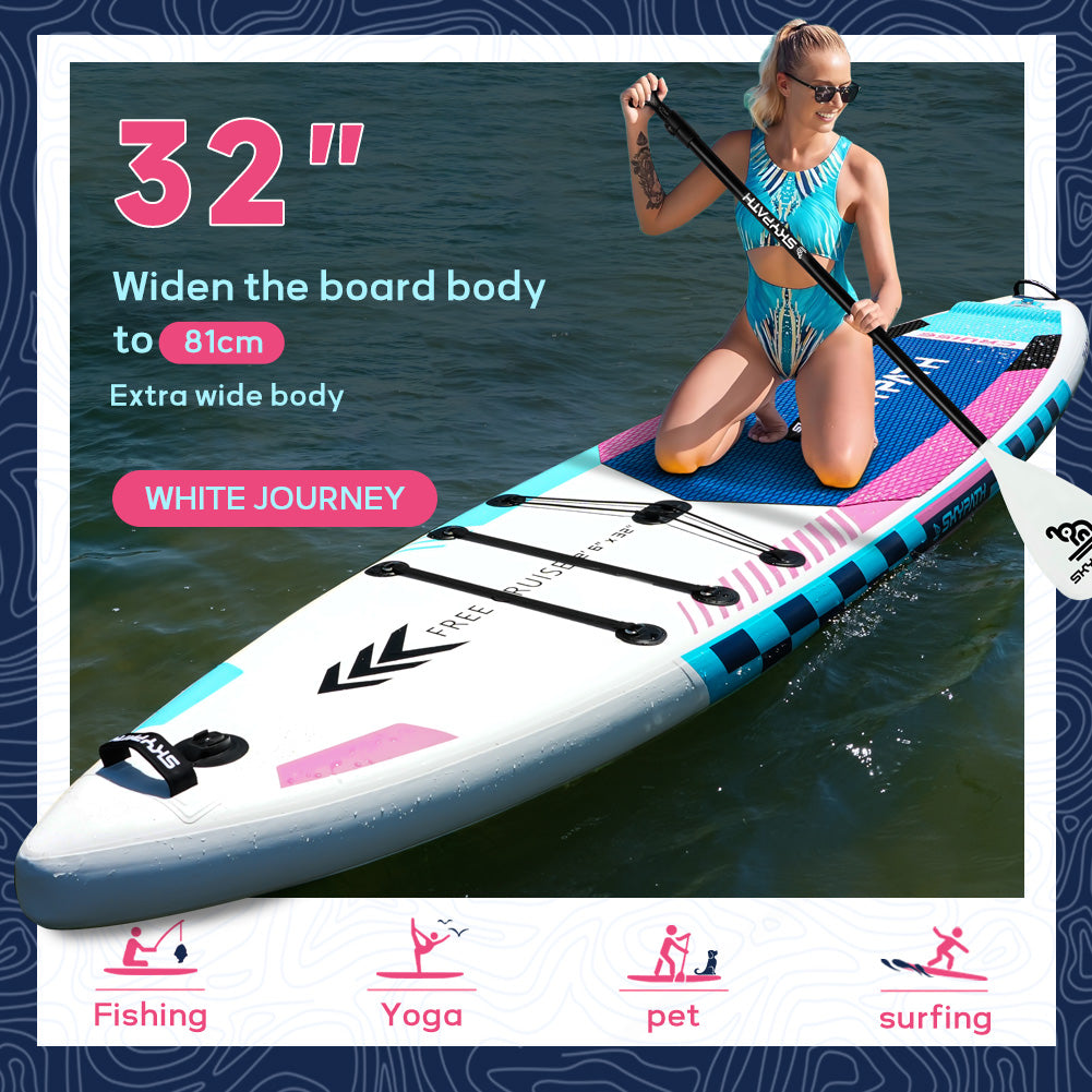 Functional Cruising Inflatable Stand Up Paddle Board, Ultra-Light SUP Board, Wide Stable Family Board with Full Set of SUP Board Accessories