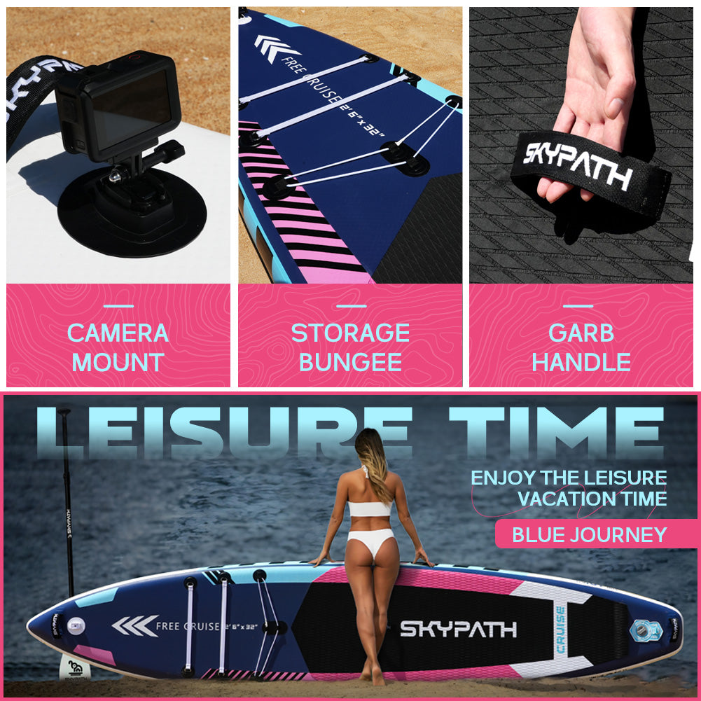 Functional Cruising Inflatable Stand Up Paddle Board, Ultra-Light SUP Board, Wide Stable Family Board with Full Set of SUP Board Accessories
