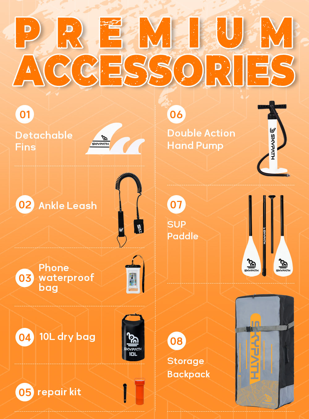 Inflatable Stand Up Paddle Board, 10'6''*32.5'' 6'' Ultra-Light SUP Board, Wide Stable Family Board, Classic Orange Color with Full Set of SUP Board Accessories