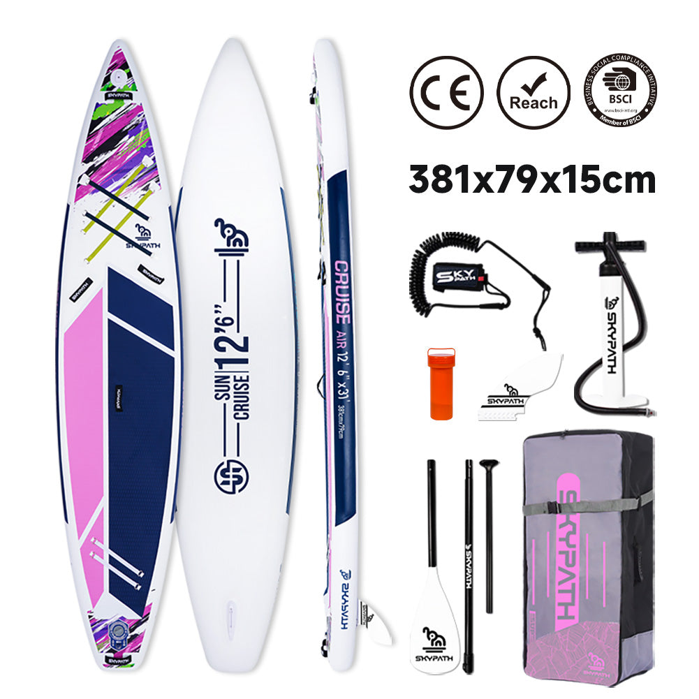 Functional Cruising Inflatable Stand Up Paddle Board, Ultra-Light SUP Board, Wide Stable Family Board with Full Set of SUP Board Accessories
