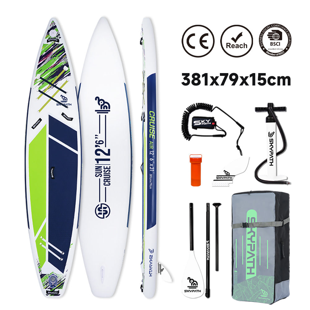 Functional Cruising Inflatable Stand Up Paddle Board, Ultra-Light SUP Board, Wide Stable Family Board with Full Set of SUP Board Accessories
