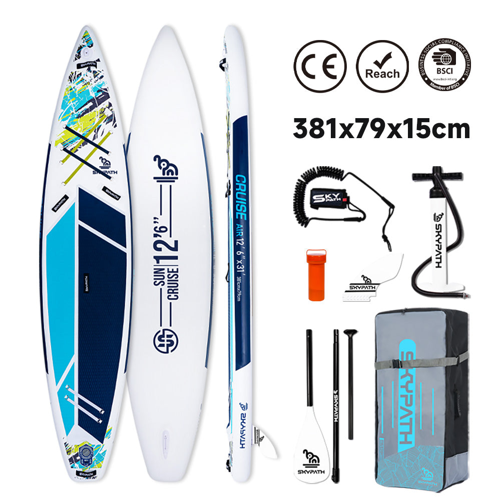 Functional Cruising Inflatable Stand Up Paddle Board, Ultra-Light SUP Board, Wide Stable Family Board with Full Set of SUP Board Accessories