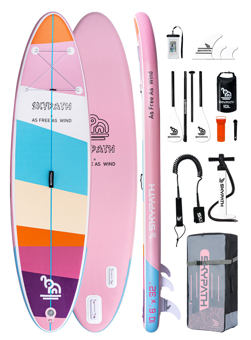Inflatable Stand Up Paddle Board, 10'6''*32.5'' 6'' Ultra-Light SUP Board, Wide Stable Family Board, Classic Orange Color with Full Set of SUP Board Accessories