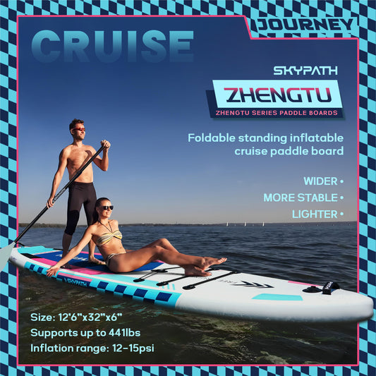 Functional Cruising Inflatable Stand Up Paddle Board, Ultra-Light SUP Board, Wide Stable Family Board with Full Set of SUP Board Accessories