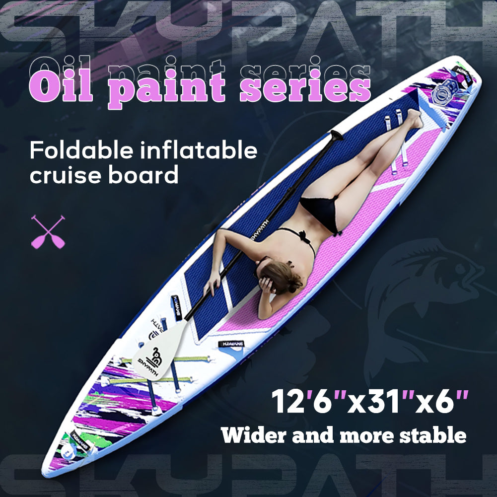 Functional Cruising Inflatable Stand Up Paddle Board, Ultra-Light SUP Board, Wide Stable Family Board with Full Set of SUP Board Accessories