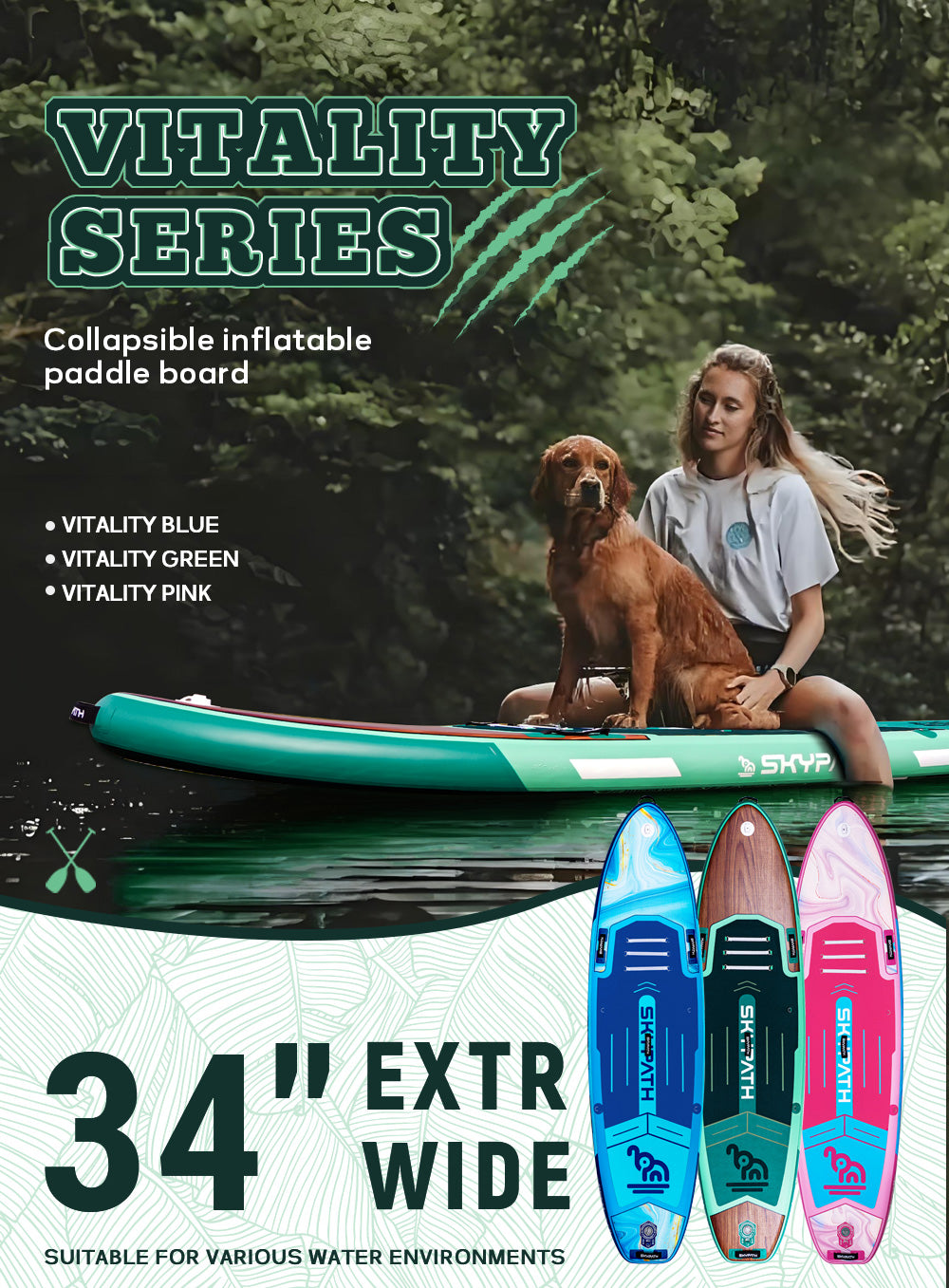 Inflatable Stand Up Paddle Board, Ultra-Light SUP Board, Wide Stable Family Board with Full Set of SUP Board Accessories