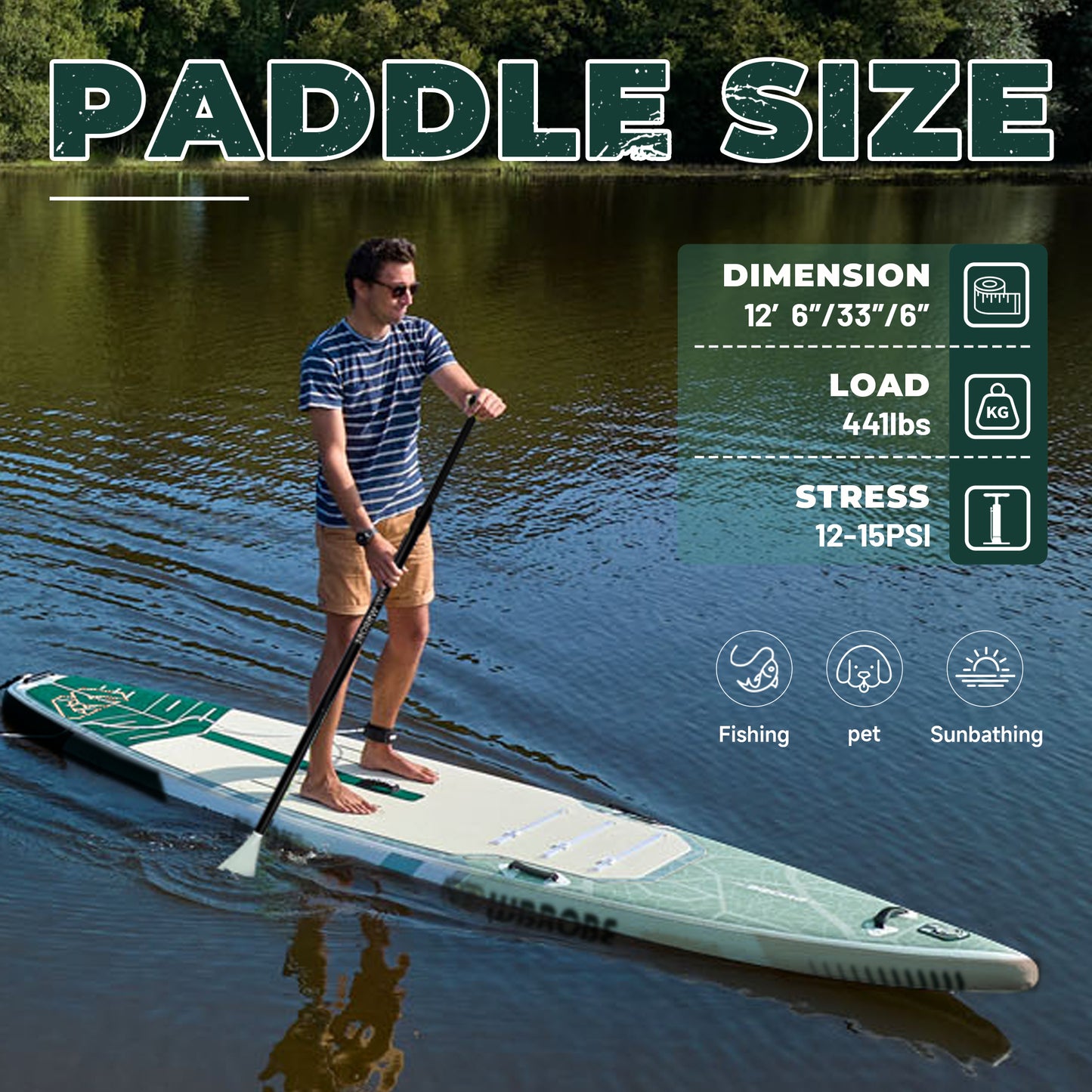 Inflatable Paddle Board,Stand Up Paddle Boards, 12'6''*33'' 6'' Extra Wide SUP Board,  with Full Set of SUP Board Accessories for Youth & Adult