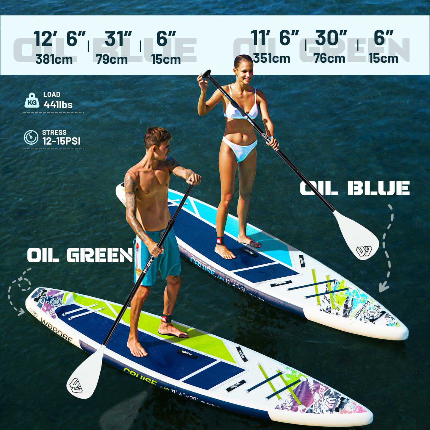 Inflatable Paddle Board,Stand Up Paddle Boards, 12'6''-31''-6''/11'6''-30'' -6'' SUP Board,  with Full Set of SUP Board Accessories for Youth & Adult