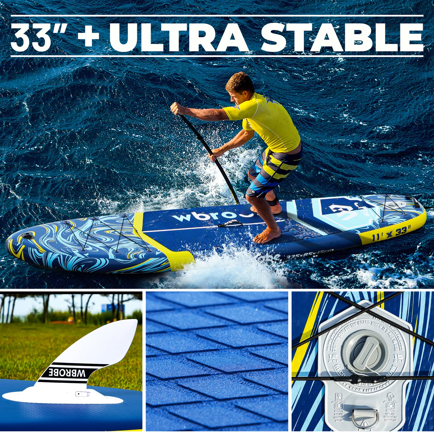 Inflatable Paddle Board,Stand Up Paddle Boards, 11'*33'' 6'' Extra Wide SUP Board,  with Full Set of SUP Board Accessories for Youth & Adult
