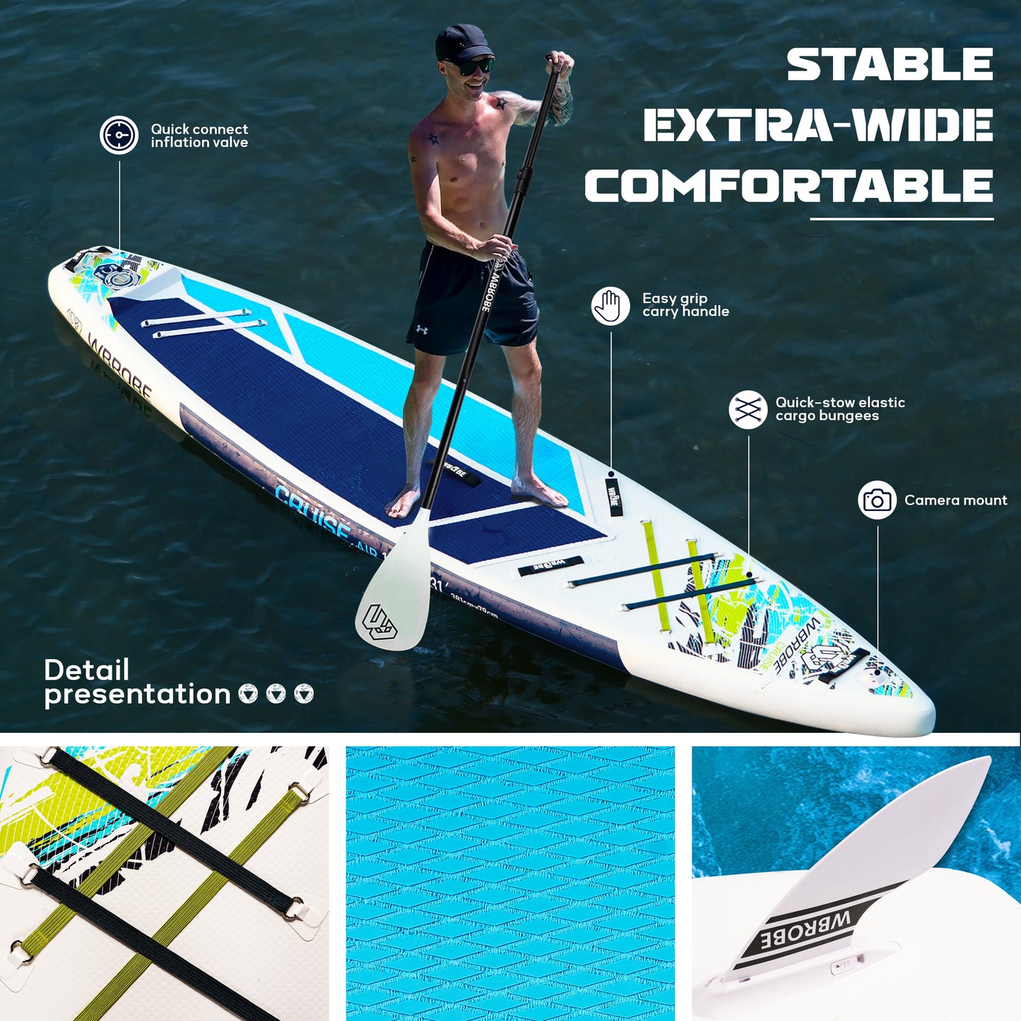 Inflatable Paddle Board,Stand Up Paddle Boards, 12'6''-31''-6''/11'6''-30'' -6'' SUP Board,  with Full Set of SUP Board Accessories for Youth & Adult