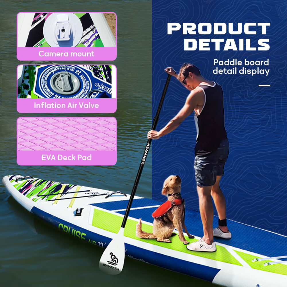 Functional Cruising Inflatable Stand Up Paddle Board, Ultra-Light SUP Board, Wide Stable Family Board with Full Set of SUP Board Accessories