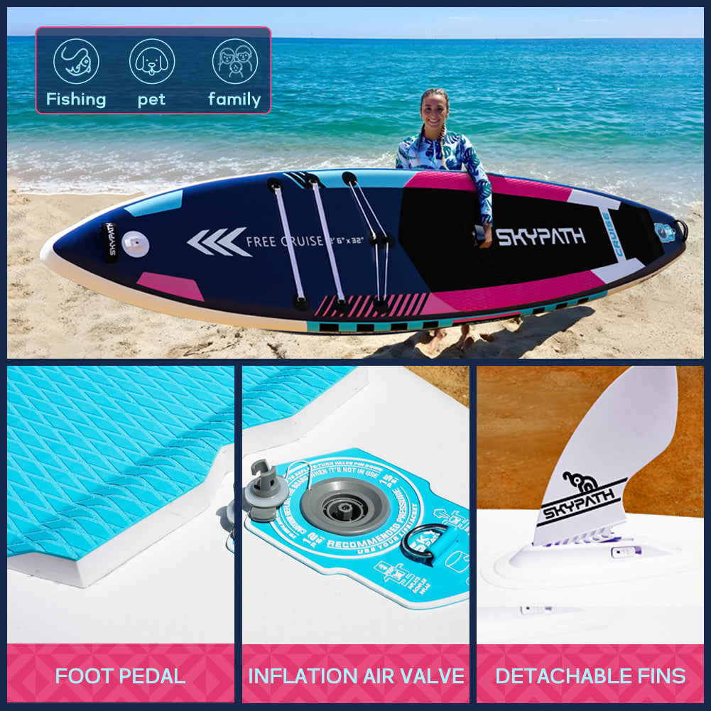 Functional Cruising Inflatable Stand Up Paddle Board, Ultra-Light SUP Board, Wide Stable Family Board with Full Set of SUP Board Accessories