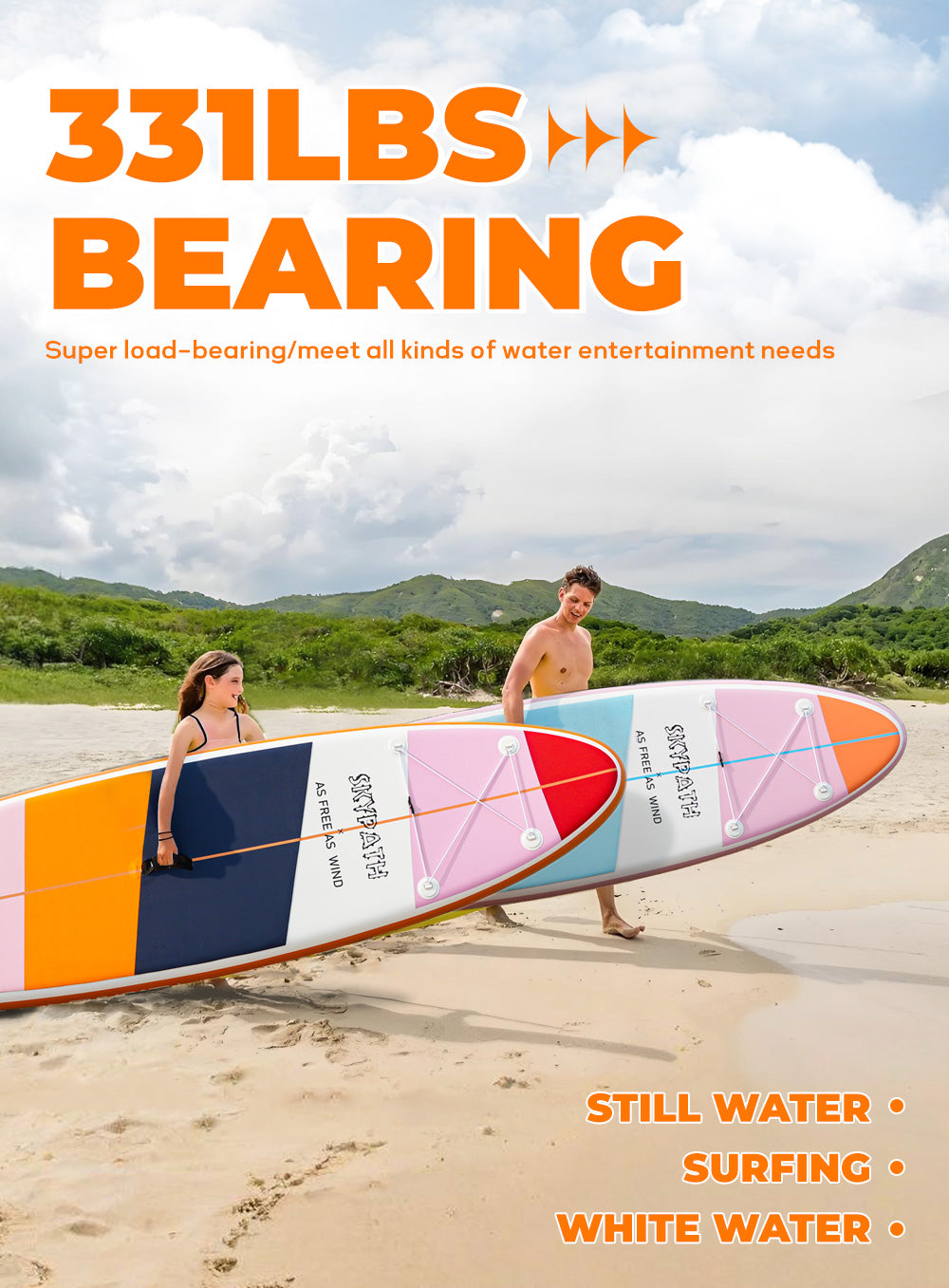 Inflatable Stand Up Paddle Board, 10'6''*32.5'' 6'' Ultra-Light SUP Board, Wide Stable Family Board, Classic Orange Color with Full Set of SUP Board Accessories