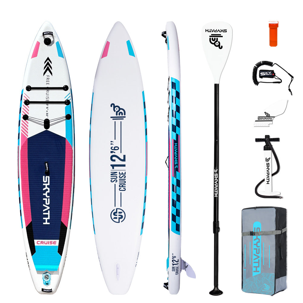 Functional Cruising Inflatable Stand Up Paddle Board, Ultra-Light SUP Board, Wide Stable Family Board with Full Set of SUP Board Accessories