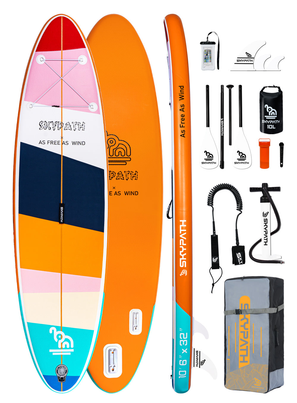 Inflatable Stand Up Paddle Board, 10'6''*32.5'' 6'' Ultra-Light SUP Board, Wide Stable Family Board, Classic Orange Color with Full Set of SUP Board Accessories